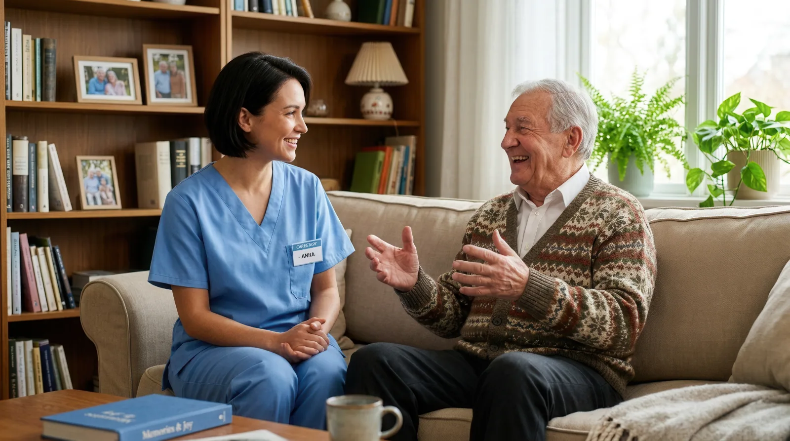 A Carelynk caregiver with a client at home