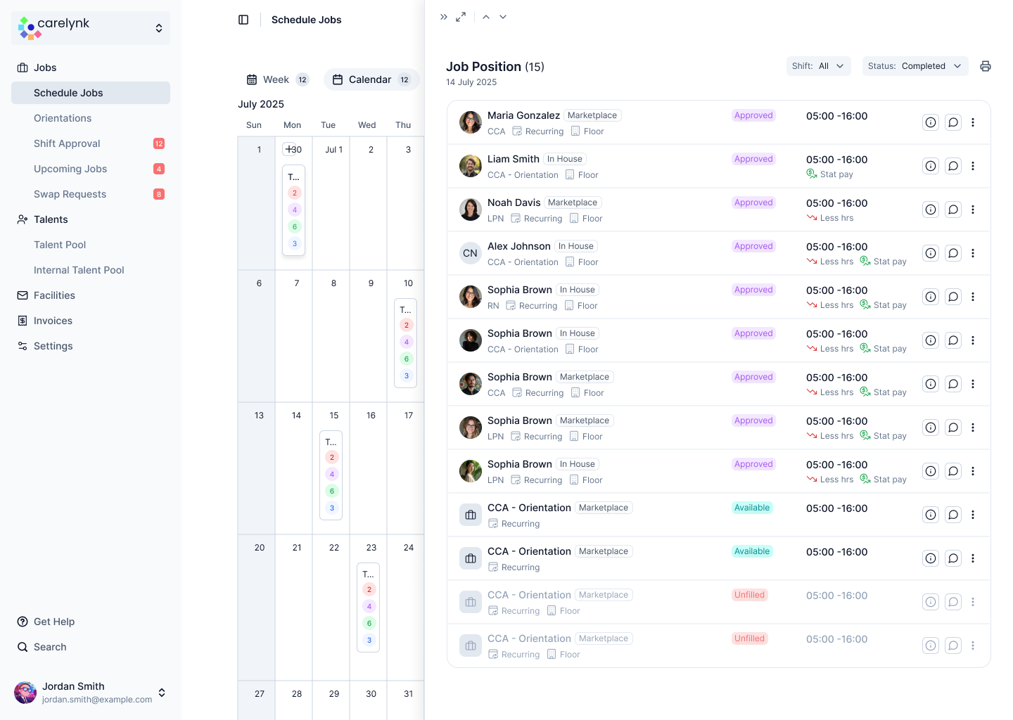Carelynk job details product preview